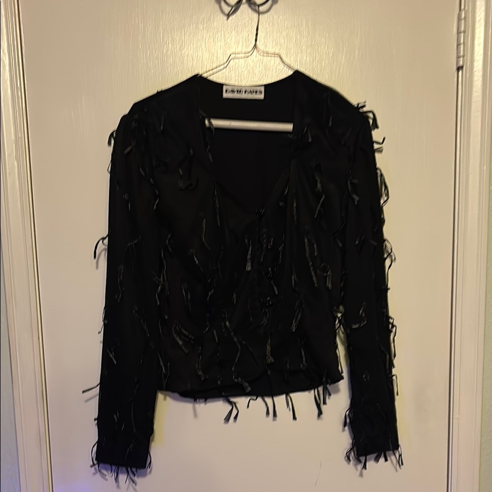 Black Fringe Top by L'atiste